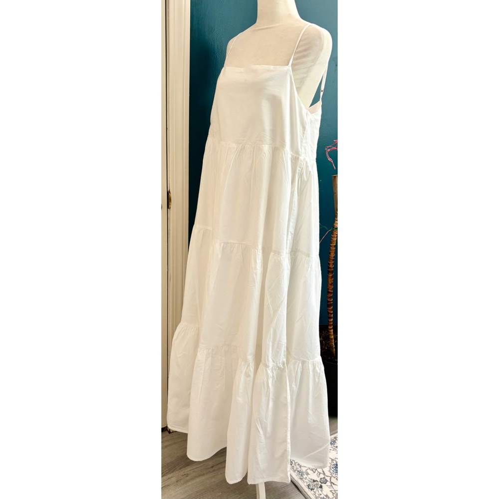 Charlie Holiday Boho Maxi Dress White Flowy Ruffle Tiered Summer NWT-Size 8 - Picture 6 of 12